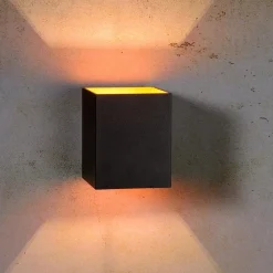 Straluma Zwarte-gouden wandlamp Xera vierkant><noscript><img width=